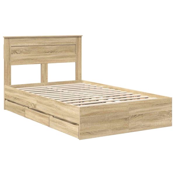 vidaXL Bettrahmen Sonoma-Eiche 120 x 200 cm Ingenieurs Holz