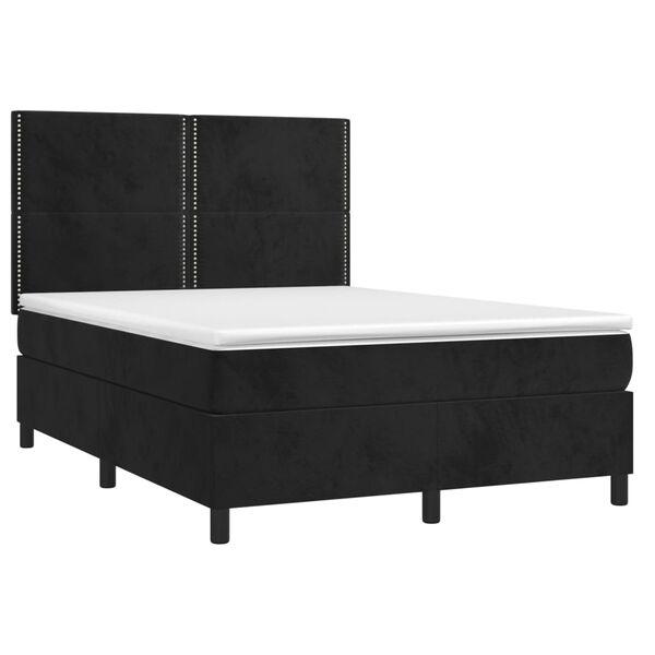 vidaXL Boxspringbett mit Matratze & LED Schwarz 140x200 cm Samt