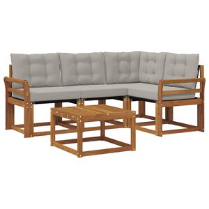 vidaXL Outdoor-Sofagarnitur mit Kissen 5 pcs Nat&uuml;rlich und Hellgrau