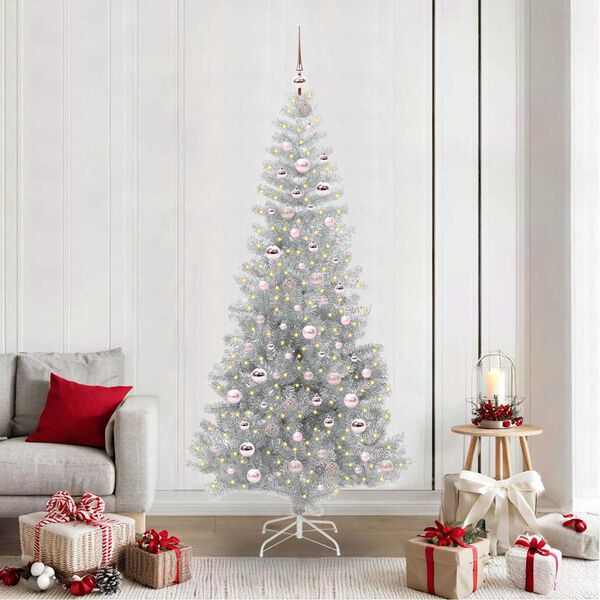 vidaXL Weihnachtsbaum mit 300 LEDs mit St&auml;nder Silber 210 cm PET