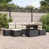 vidaXL Garten-Sofa-Set mit Kissen 7 pcs Schwarz Poly Rattan