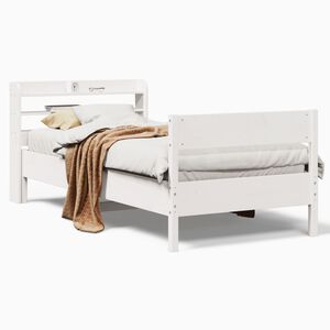 vidaXL Massivholzbett ohne Matratze Wei&szlig; 90x190 cm Kiefernholz