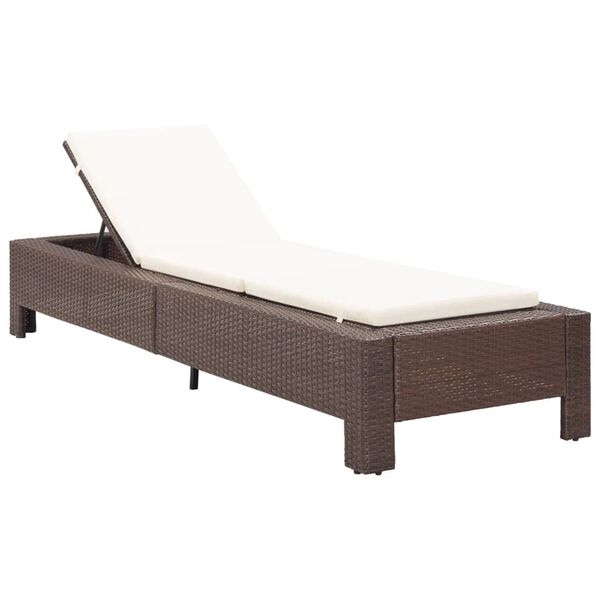vidaXL Sonnenliege mit Auflage Braun Poly Rattan