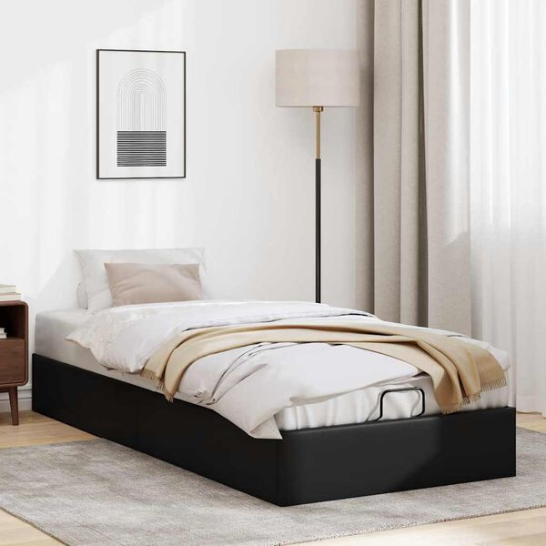 vidaXL Ottoman-Bett ohne Matratze Schwarz 100x200 cm Kunstleder