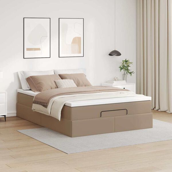 vidaXL Ottoman-Bett mit Matratze Cappuccino-Braun 140x200cm Kunstleder