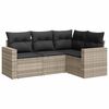 vidaXL 4-tlg. Garten-Sofagarnitur mit Kissen Hellgrau Poly Rattan