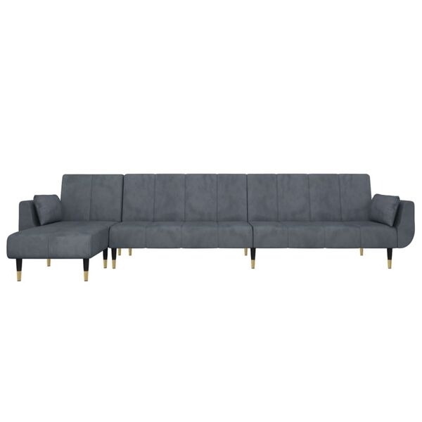 vidaXL Schlafsofa in L-Form Dunkelgrau 275x140x70 cm Samt