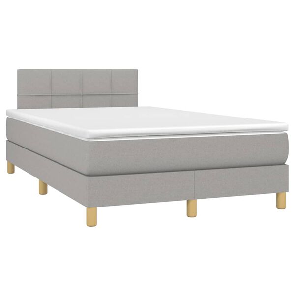 vidaXL Boxspringbett mit Matratze & LED Hellgrau 120x190 cm Stoff