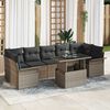 vidaXL Garten-Sofa-Set mit Kissen mit Speicher 8 pcs Grau Poly Rattan