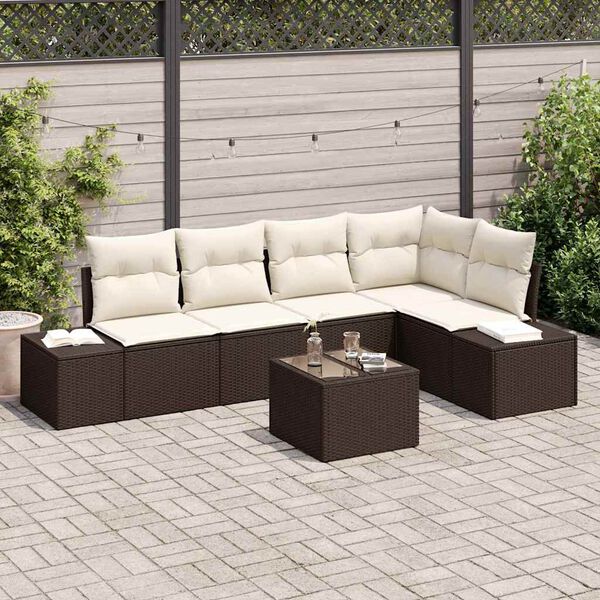 vidaXL Gartensofa-set 6 pcs Braun Poly-Rattan
