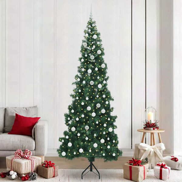 vidaXL Eckiger k&uuml;nstlicher Weihnachtsbaum Gr&uuml;n 240 cm PVC und Metall