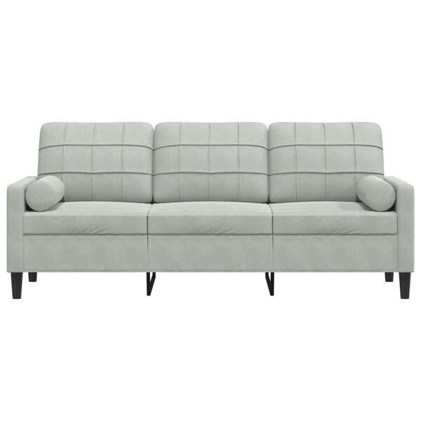 vidaXL 3-Sitzer-Sofa mit Zierkissen Hellgrau 180 cm Samt