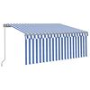 vidaXL Markise Manuell Einziehbar mit Rollo 3x2,5 m Blau und Wei&szlig;