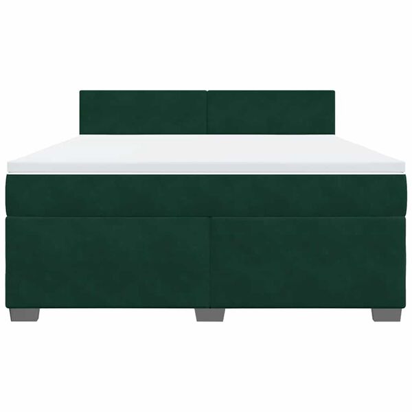 vidaXL Boxspringbett mit Matratze Dunkelgr&uuml;n 180x200 cm Samt
