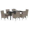 vidaXL Garten Essgruppe mit Kissen 7 pcs Grau Poly-Rattan