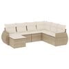 vidaXL 7-tlg. Garten-Sofagarnitur mit Kissen Beige Poly Rattan