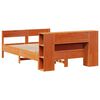 vidaXL Massivholzbett mit Regal ohne Matratze Wachsbraun 140x190 cm
