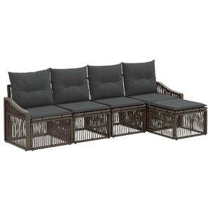 vidaXL Gartensofa-set 5 stk. Grau Poly-Rattan