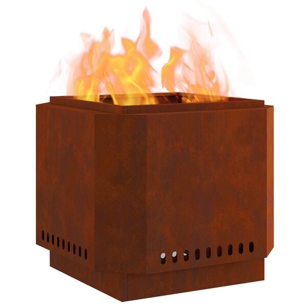 vidaXL Rauchfreier Feuerkorb Braun 58 x 58 x 51 cm Wetterfeststahl