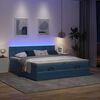 vidaXL Ottoman-Bett mit Matratzen & LEDs Dunkelblau 180x200 cm Samt