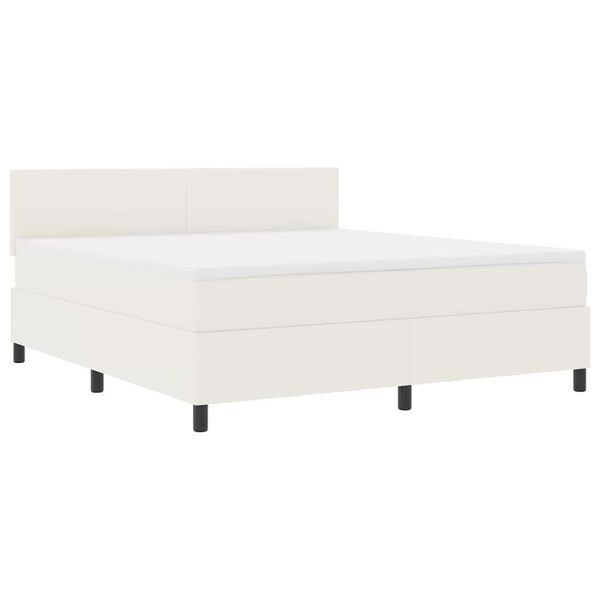 vidaXL Boxspringbett Creme und Wei&szlig; 203 x 180 x 88 cm Cordstoff