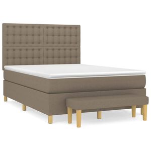 vidaXL Boxspringbett mit Matratze Taupe 140x190 cm Stoff
