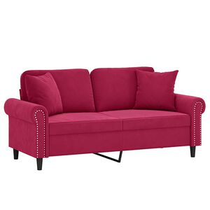 vidaXL 2-Sitzer-Sofa mit Zierkissen Weinrot 140 cm Samt