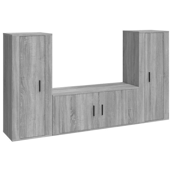 vidaXL 3-tlg. TV-Schrank-Set Grau Sonoma Holzwerkstoff