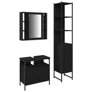 vidaXL Badezimmerm&ouml;bel-Set 3 stk. Schwarz Eichen-Optik
