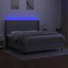 vidaXL Boxspringbett mit Matratze & LED Hellgrau 160x200 cm Stoff