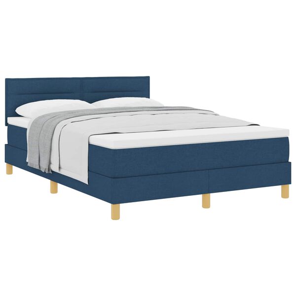 vidaXL Boxspringbett mit Kissen mit Kopfteil Blau 160 x 200 cm Stoff