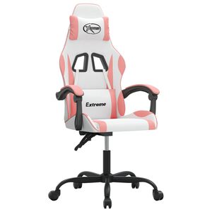 vidaXL Gaming-Stuhl Wei&szlig; und Rosa Kunstleder