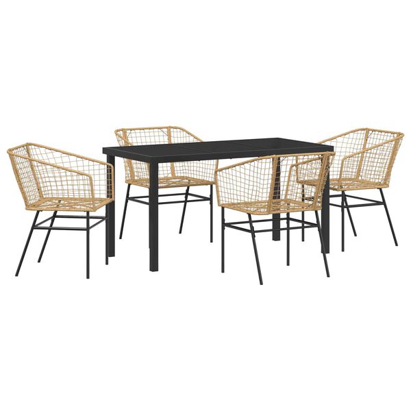 vidaXL Garten Essgruppe 5 pcs Braun Poly-Rattan