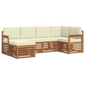 vidaXL Ecksofa Set mit Kissen 6 pcs Natur und Creme Massivholz Akazie