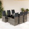 vidaXL 7-tlg. Garten-Bistro-Set mit Kissen Grau Poly Rattan