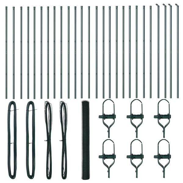 vidaXL Zaun mit Pfosten Grün 1,6 x 50 m PVC-beschichteter Stahl