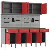 vidaXL Werkbank mit Schubladen 10 pcs Rot Ingenieure Holz und Stahl