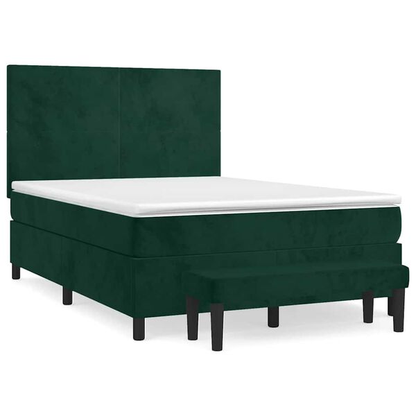 vidaXL Boxspringbett mit Matratze Dunkelgr&uuml;n 140x190 cm Samt