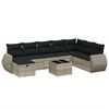 vidaXL 9-tlg. Garten-Sofagarnitur mit Kissen Hellgrau Poly Rattan