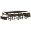 vidaXL 15-tlg. Garten-Essgruppe mit Kissen Braun Poly Rattan