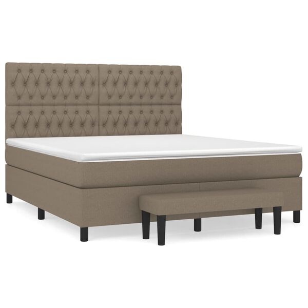 vidaXL Boxspringbett mit Matratze Taupe 180x200 cm Stoff