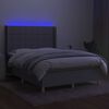 vidaXL Boxspringbett mit Matratze & LED Hellgrau 140x200 cm Stoff