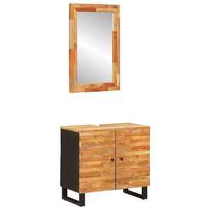 vidaXL Badezimmer Sets mit Speicher 2 pcs Natur Massivholz Mango