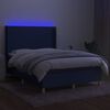 vidaXL Boxspringbett mit Matratze & LED Blau 140x200 cm Stoff