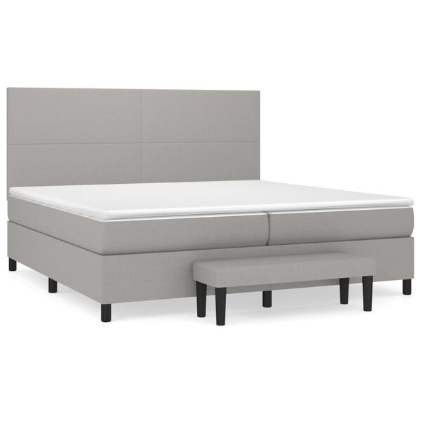 vidaXL Boxspringbett mit Matratze Hellgrau 200x200 cm Stoff