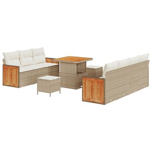 vidaXL Gartensofa-set 10 stk. 9-Sitzanzahl Beige und Creme