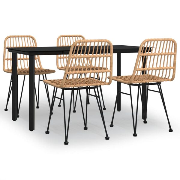 vidaXL 5-tlg. Garten-Essgruppe Poly Rattan