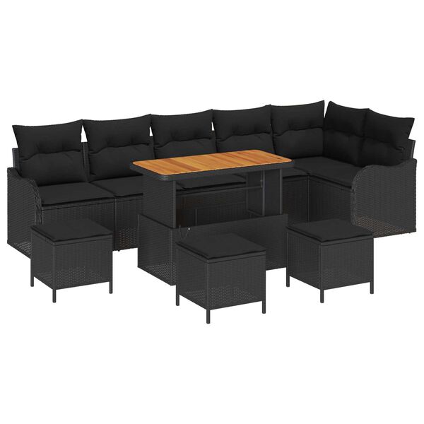 vidaXL Garten-Sofa-Set 10 pcs Schwarz Poly-Rattan