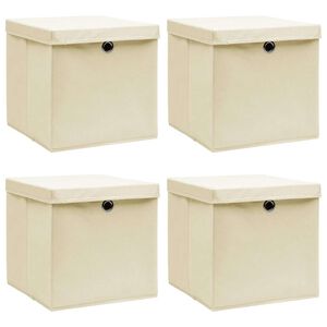 vidaXL Aufbewahrungsboxen mit Deckel 4 Stk. Creme 32x32x32 cm Stoff