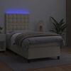 vidaXL Boxspringbett mit Matratze & LED Creme 80x200 cm Kunstleder